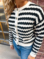 Scarlett Black And White Striped Cardigan