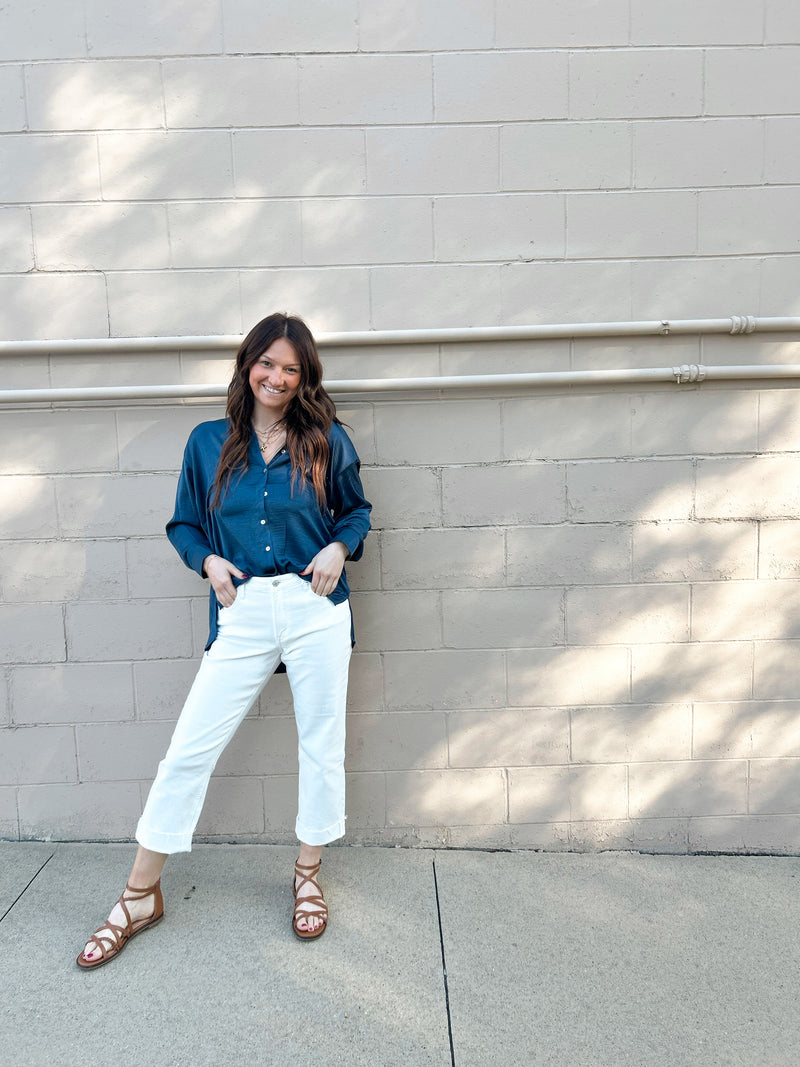 Light Satin Button Down Shirt