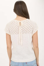Black Eyelet Yoke Knit Top
