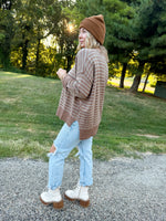 Taupe Striped Soft Sweater