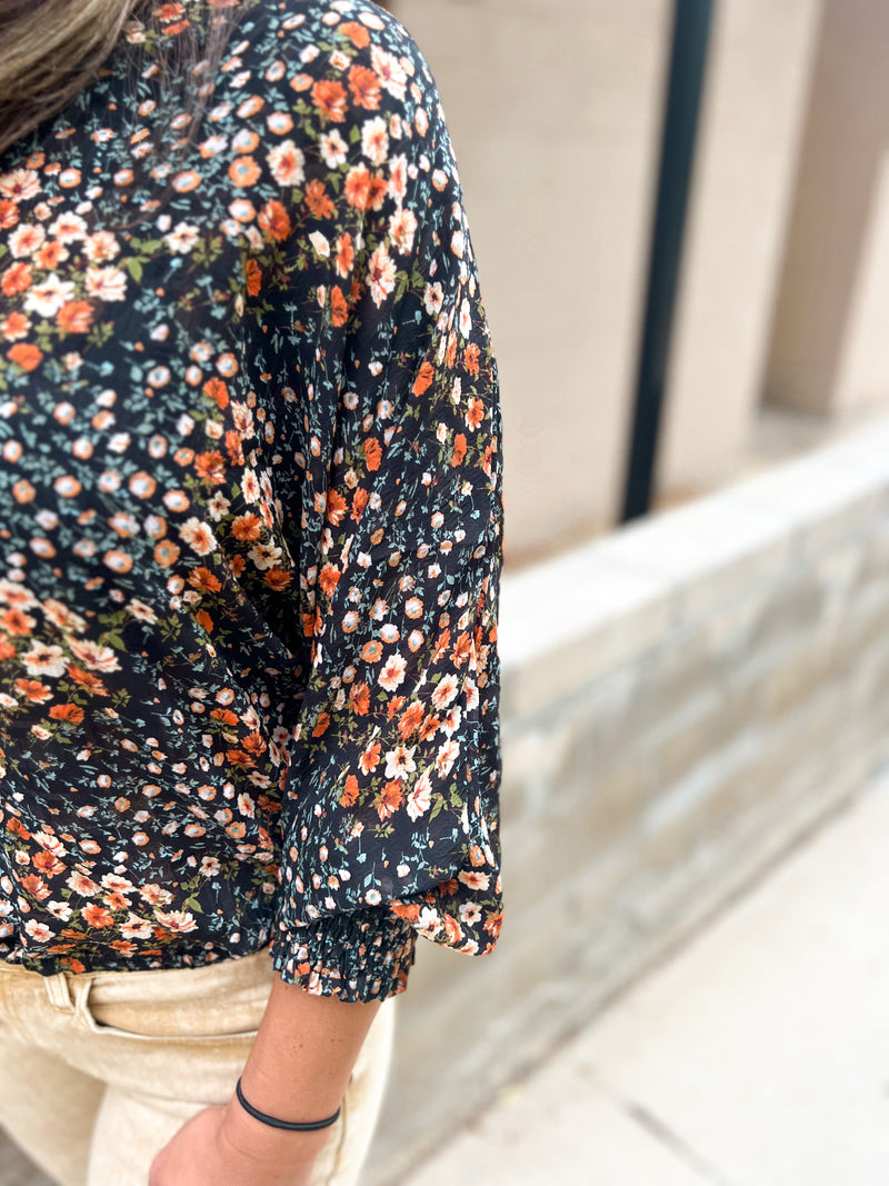 Florence Dolman Long Sleeve Floral Blouse
