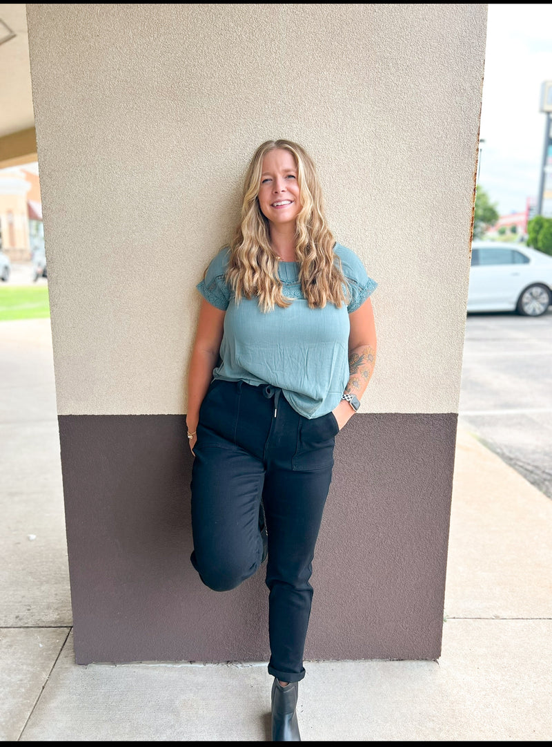 Lace Trim Yoke Blouse