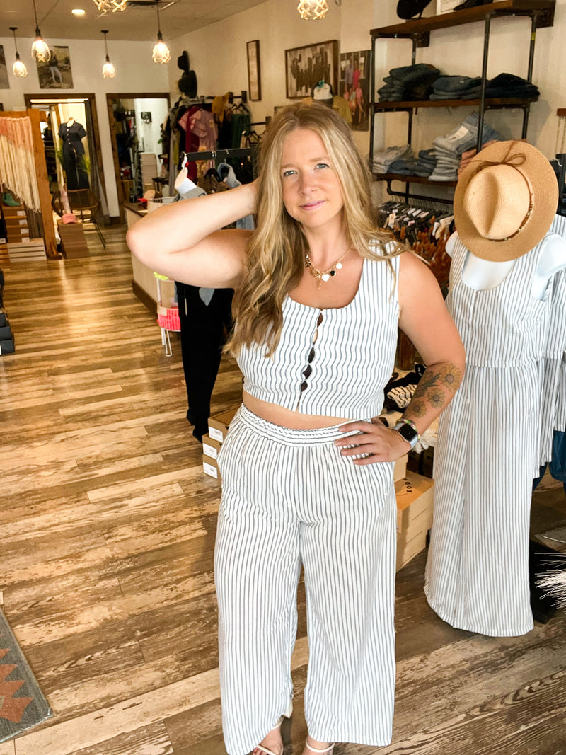 Regina Striped Cropped Top and Pant Set