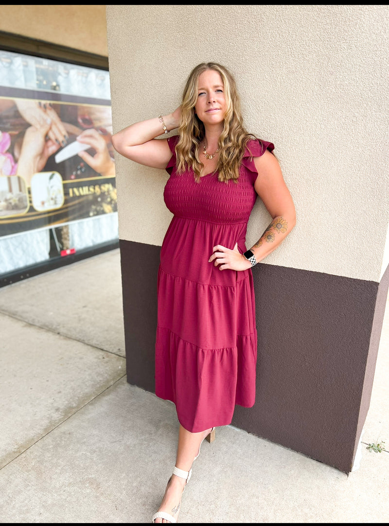 April Flutter Sleeve Maxi Dress