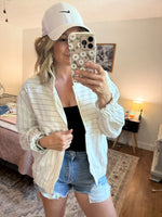 Harriet Contrast Striped Bomber Jackett