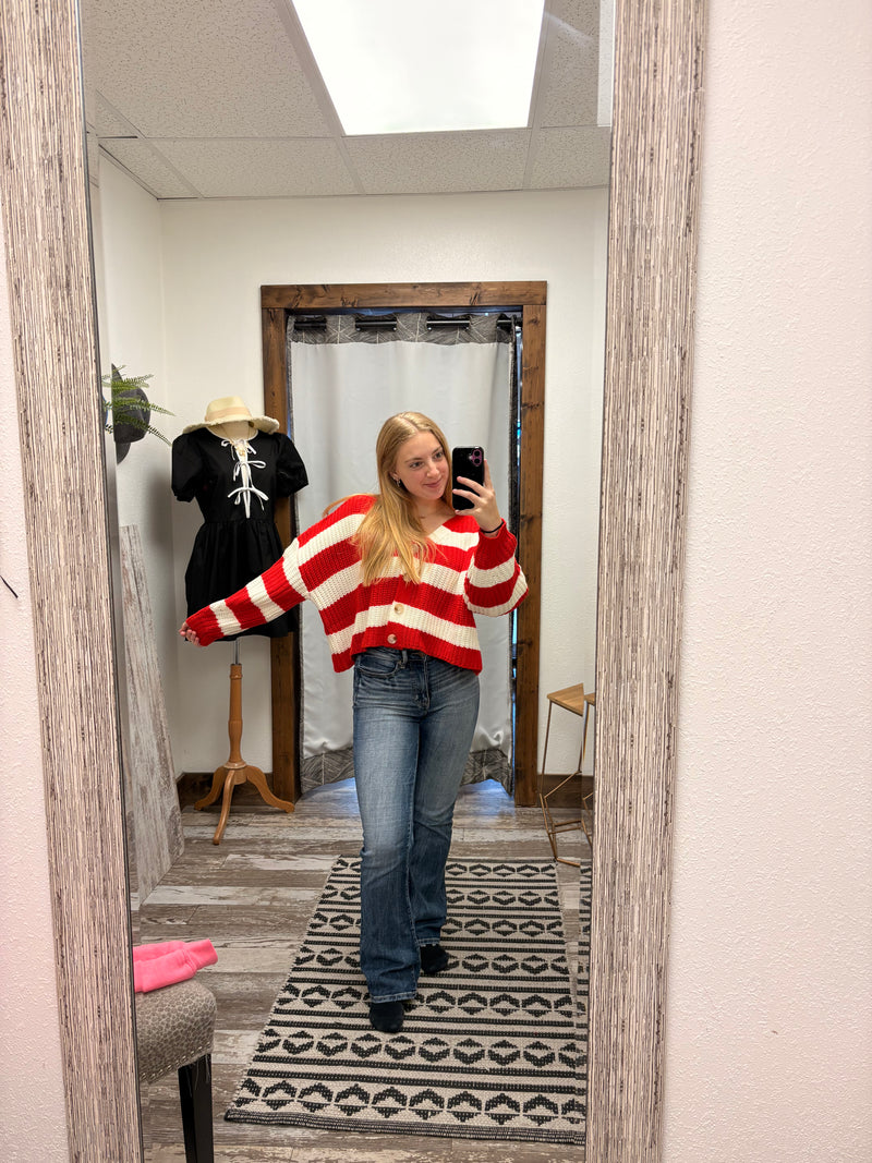 Seth Red Striped Cardigan