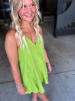 lime green tank top dress with tie back