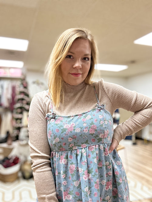 Denim Bow Detail A-Line Dress