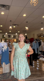Manchester Floral Smocked V-Neck Dress