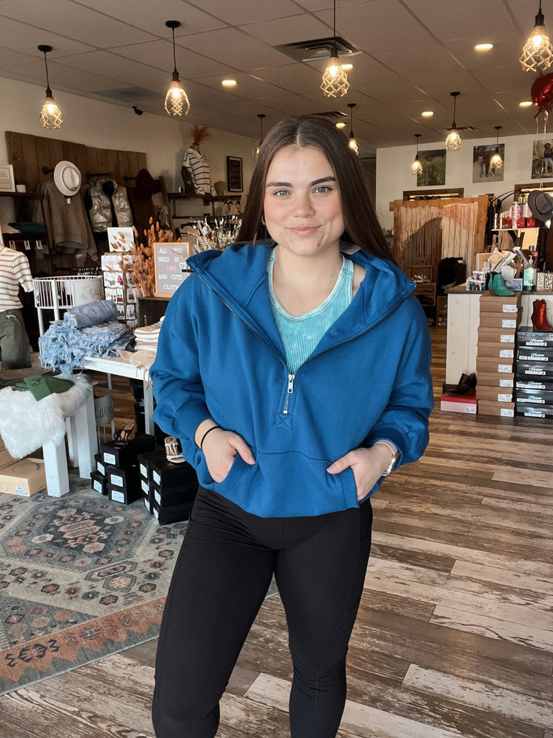 Marianne Half Zip Kangaroo Pocket Hoodie