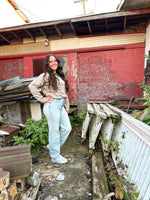 Zeeva Taupe Stitch Striped Sweater