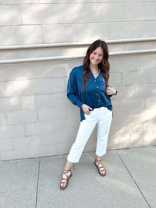 Light Satin Button Down Shirt