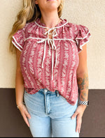 Elite Stripe Floral Pattern Blouse