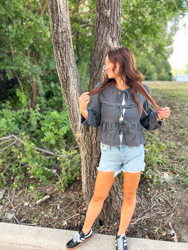 Hadley Denim Peplum Top