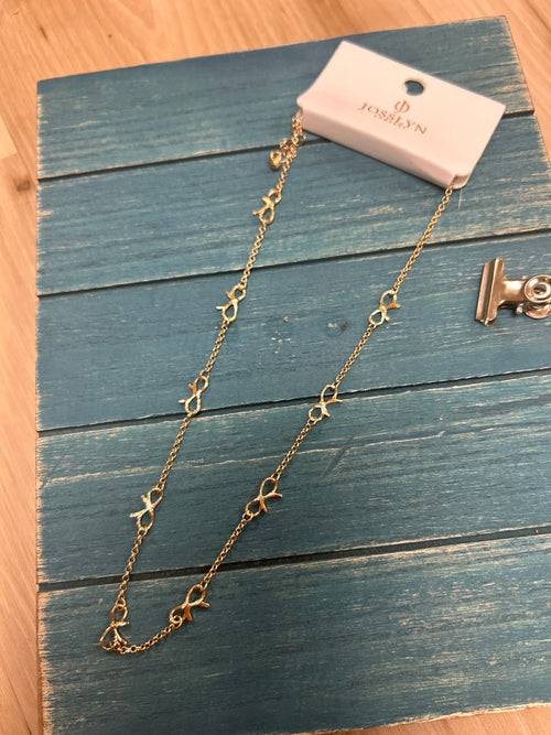 Gold Cutout Bow Necklace