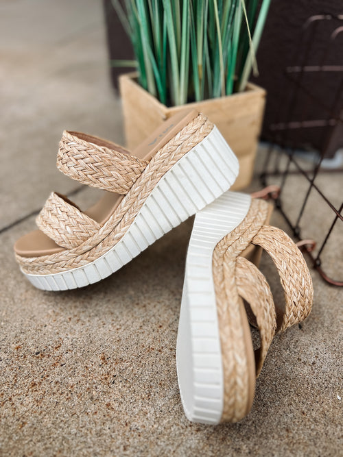 MIA platform wedge straw sandals in natural