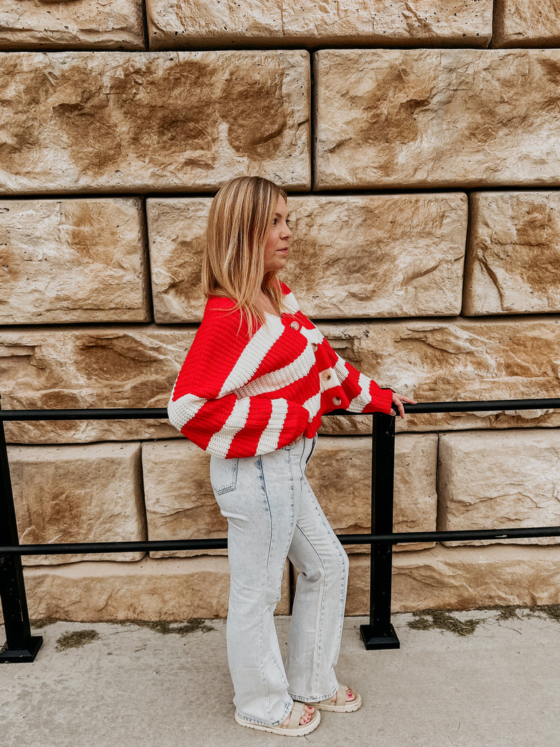 Seth Red Striped Cardigan