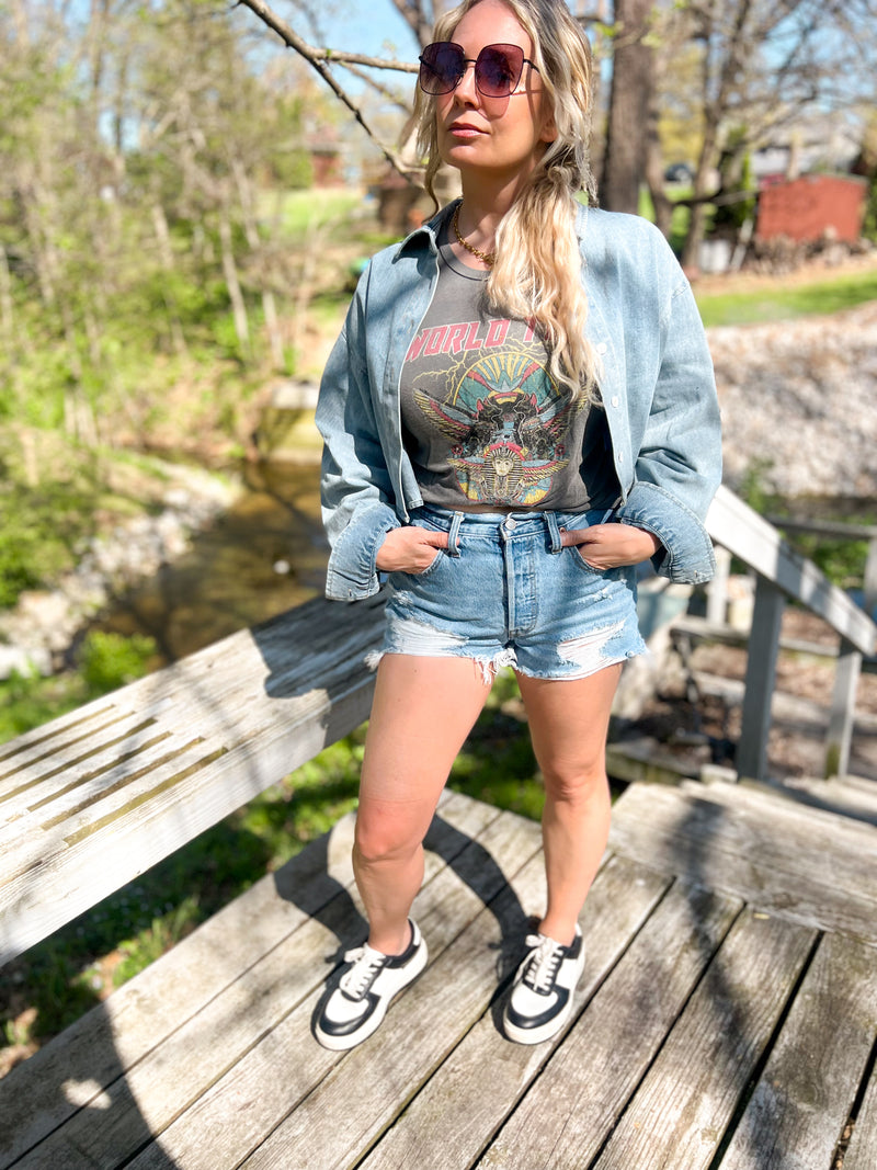 Beatrice Cropped Denim Shacket