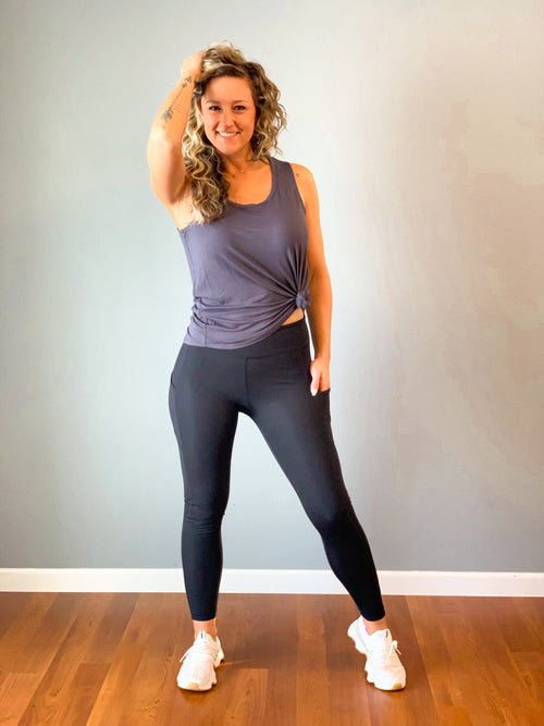 rae mode black high rise yoga leggings with pockets