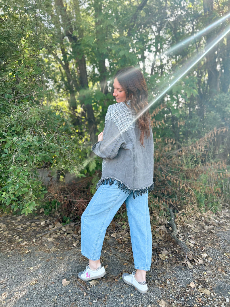 Tweed Mixed Denim Jacket