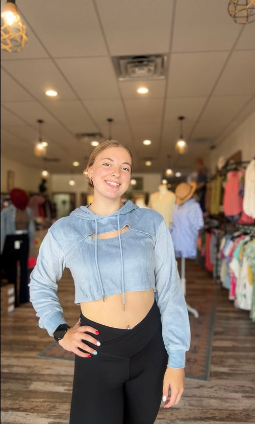 Verity Cutout Velour Hoodie