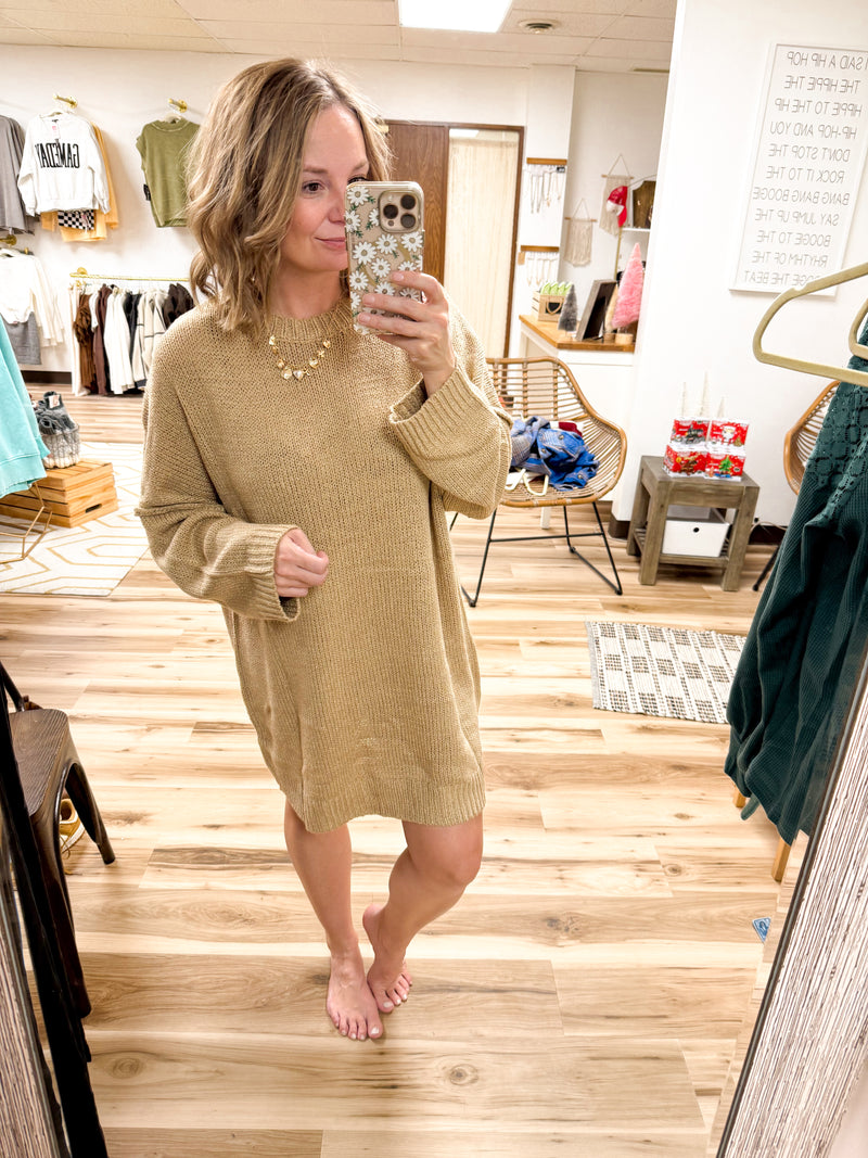 Sophia Oversized Sweater Dress Medium / Khaki Sophia Oversized Sweater Dress Medium / Khaki