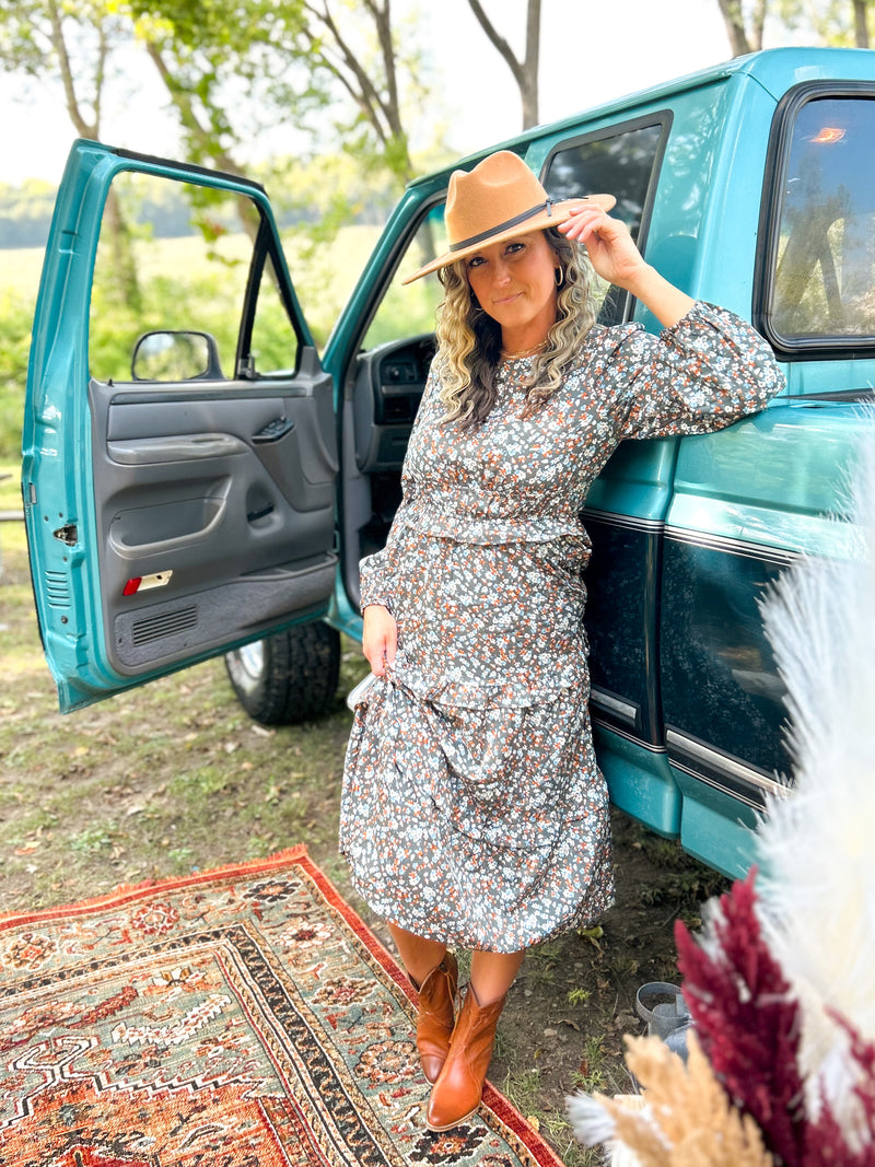 Lonnie Long Sleeve Floral Tiered Dress