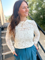 Nicole Mock Neck Lace Blouse
