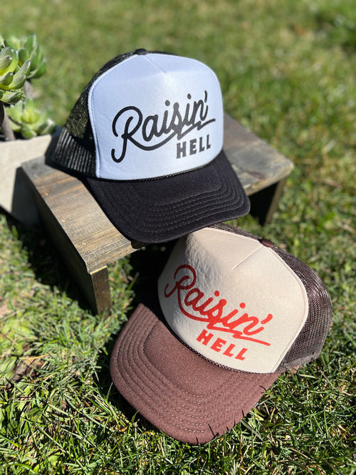raisin hell country trucker hat