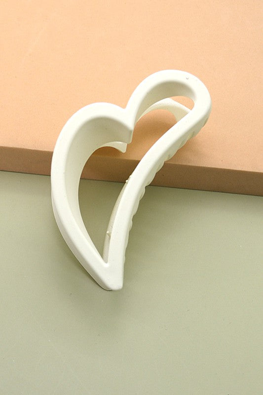 white heart claw clip