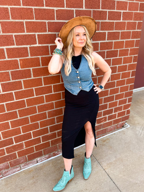 Hannah High Neck Ribbed Long Dress