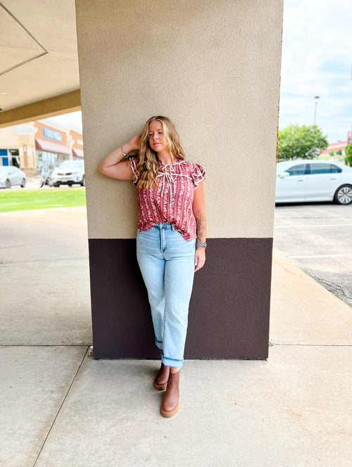 Elite Stripe Floral Pattern Blouse