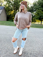 Taupe Striped Soft Sweater