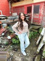 Zeeva Taupe Stitch Striped Sweater