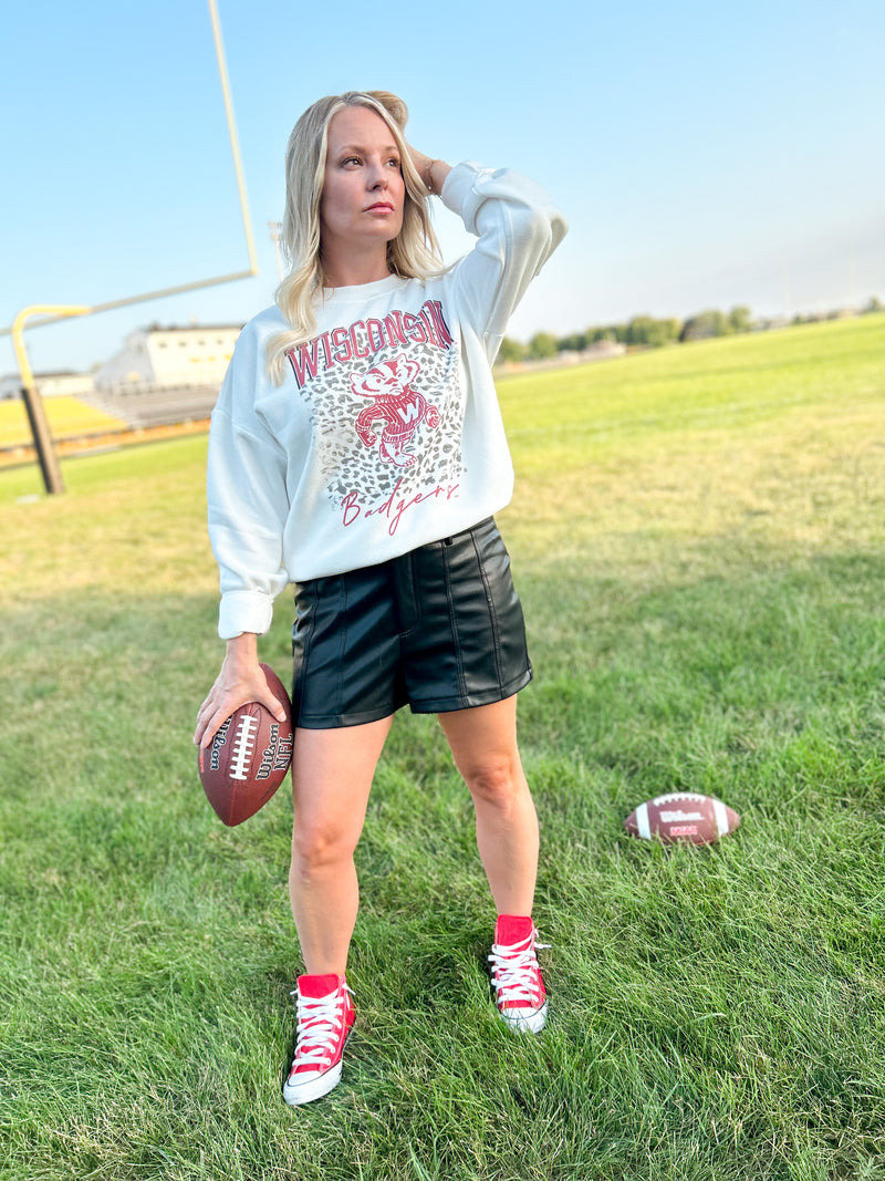 Wisconsin Badgers Leopard Design Sweatshirt