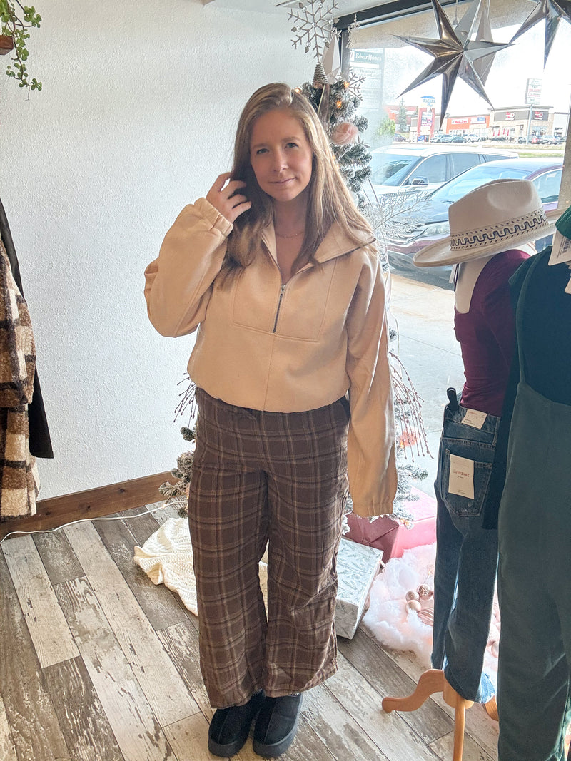 Lounge Around Plaid Wide Pants