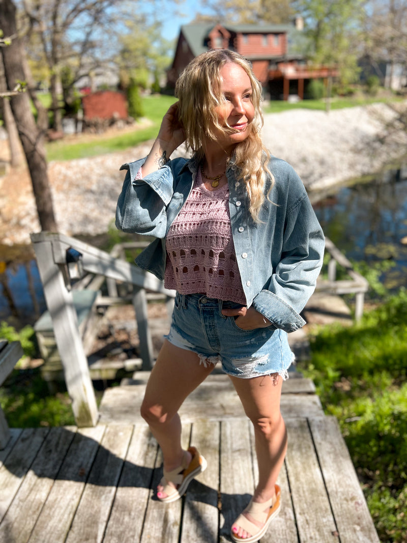 Beatrice Cropped Denim Shacket