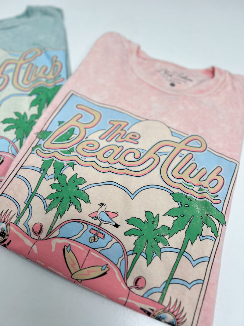 Beach club graphic tee in pink