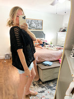 Short Sleeve Knit Crochet Top