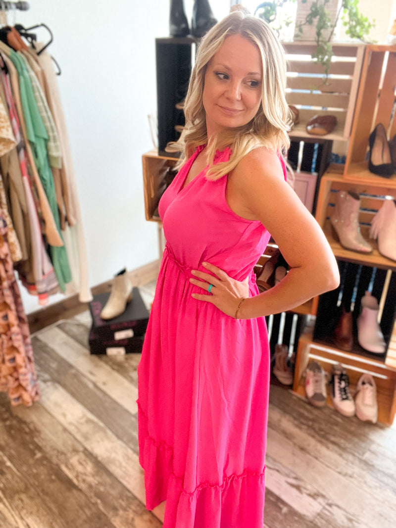 Charming Hot Pink Maxi Dress