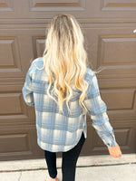 Blue Plaid Denim Shirt Jacket 