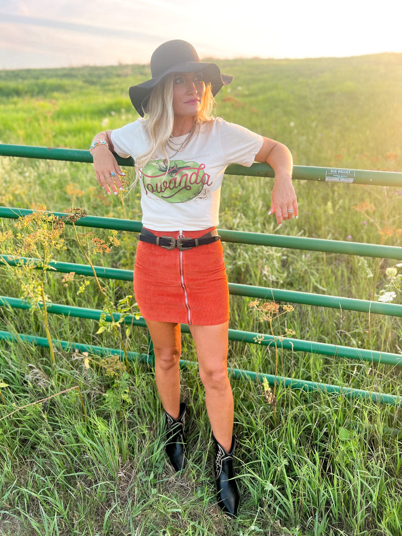 Corduroy Zip Up Mini Skirt