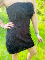 Athena Black Strapless Feather Dress