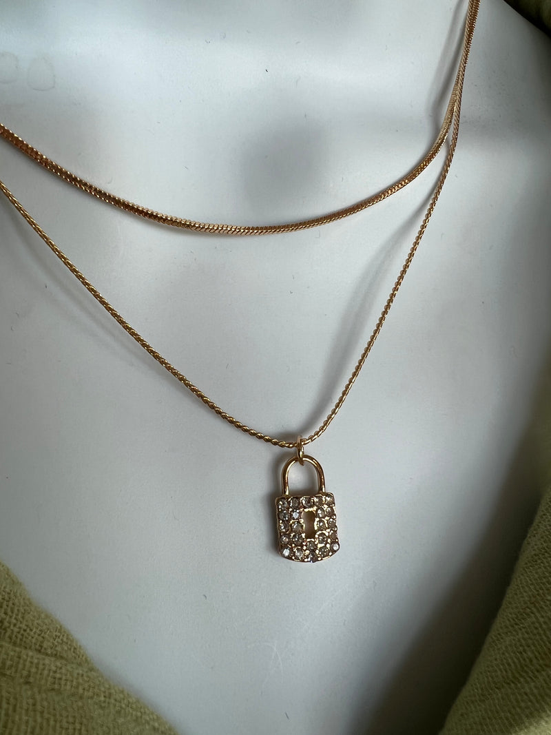 Crystal Lock Pendant Necklace