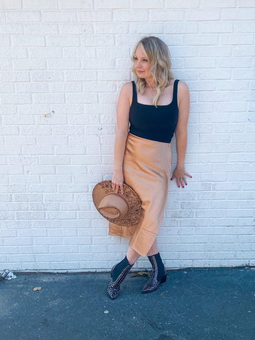 black  double layer square neck crop tank 