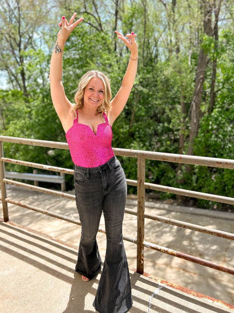 fuchsia sequin bodysuit 