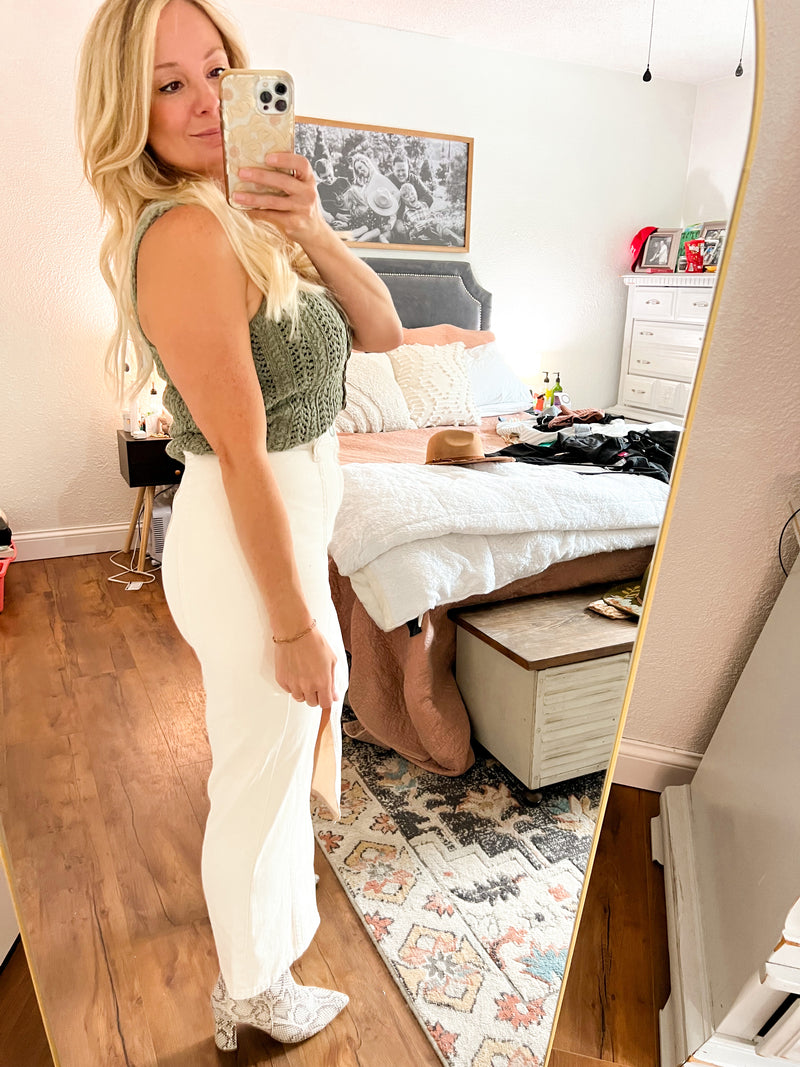 Front Slit Denim Maxi Skirt