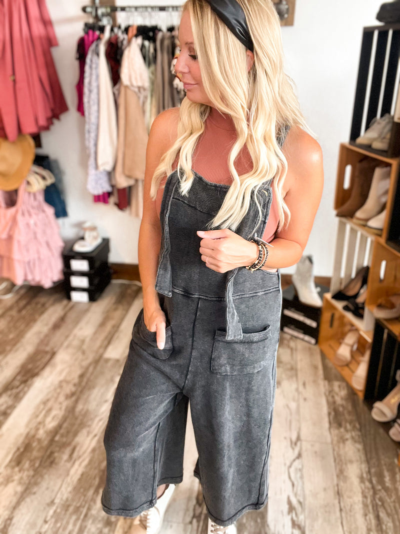Lainey Washed Knit Overalls