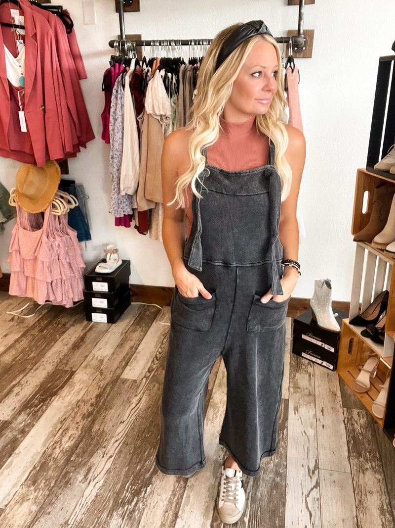 Lainey Washed Knit Overalls