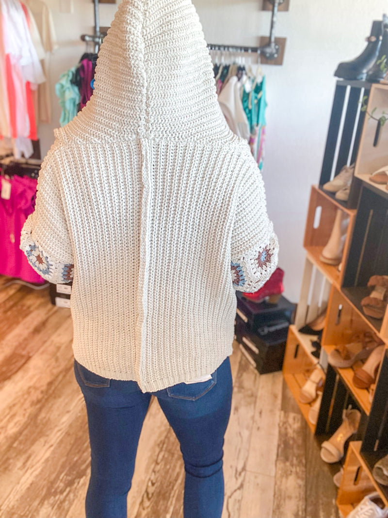 Sunny Sweater with Crochet Pattern Sleeve